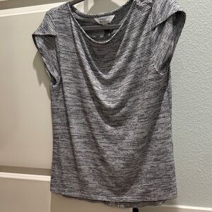 Market & Spruce Black and White Striped Short Sleeve Top